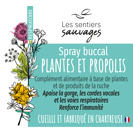 Etiquette Spray buccal propolis plantes-Les Sentiers Sauvages