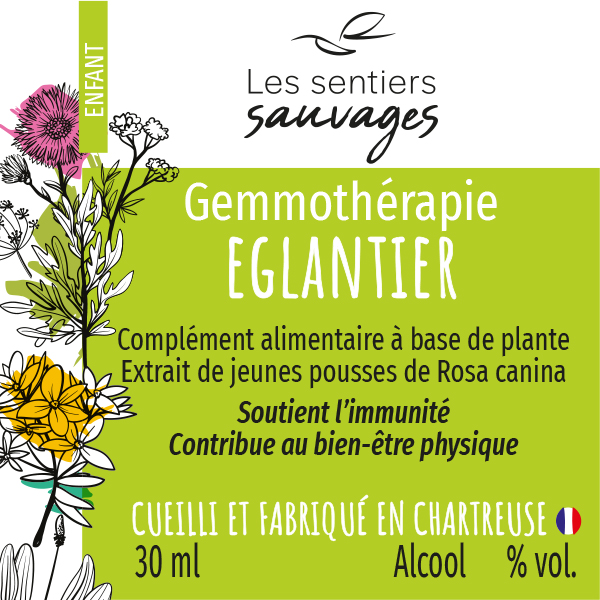 Etiquette Extrait Eglantier-Gemmotherapie-Les Sentiers Sauvages