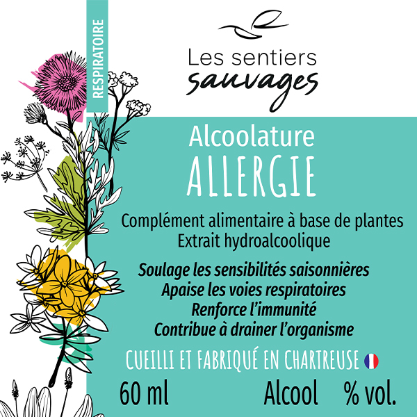 Etiquette Composition Alcoolature allergie-Les Sentiers Sauvages