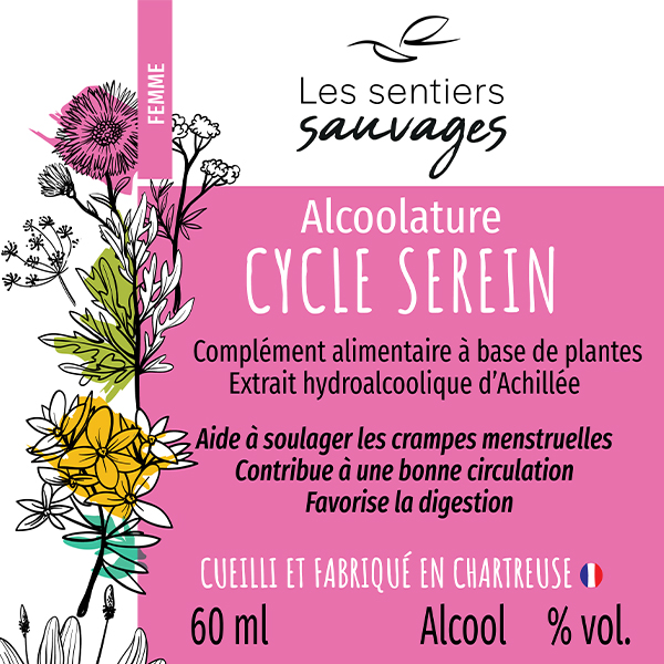 Etiquette Alcoolature cycle serein-Les Sentiers Sauvages