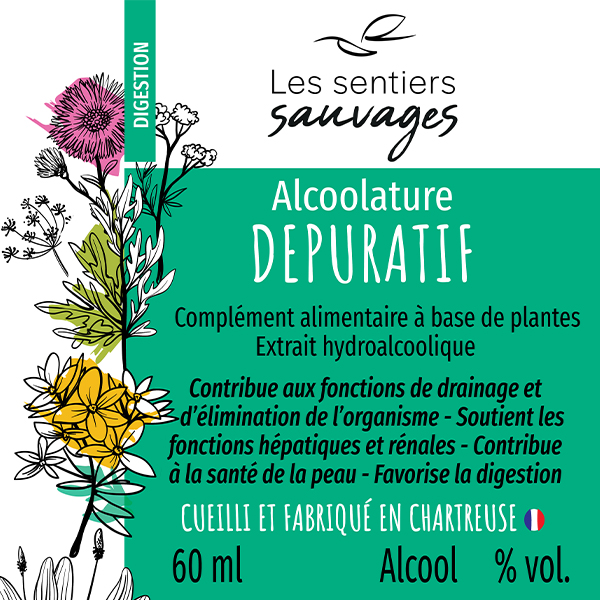 Etiquette Alcoolature depuratif-Les Sentiers Sauvages