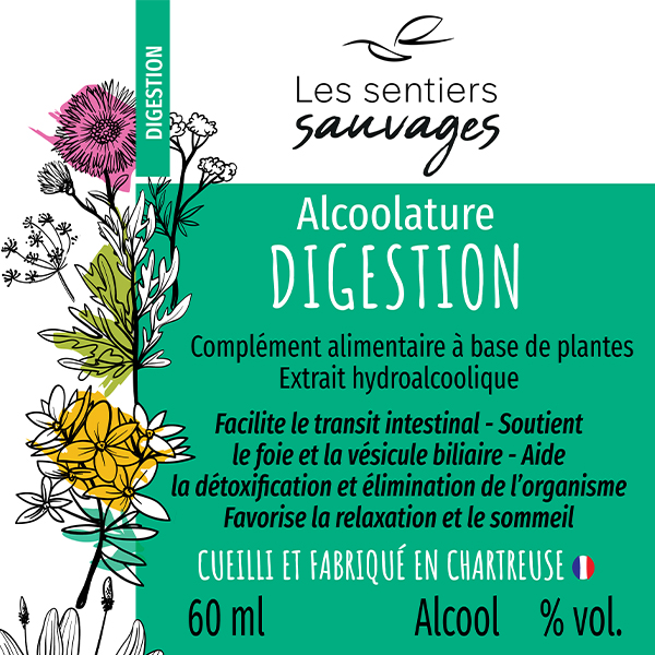 Etiquette Alcoolature digestion-Les Sentiers Sauvages