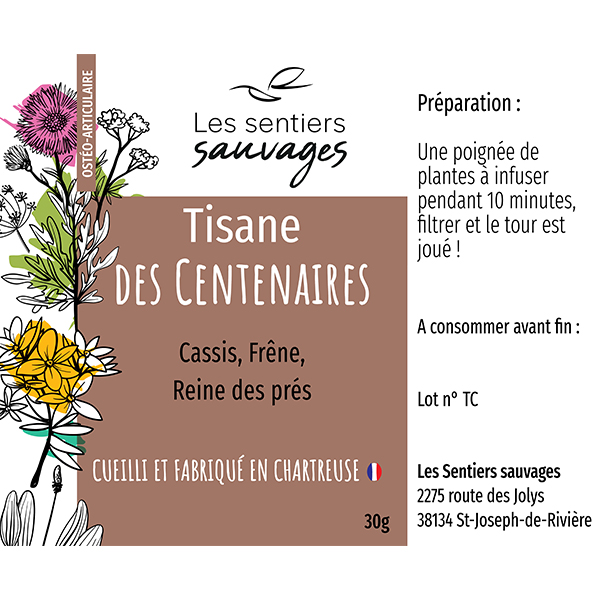 Etiquette Tisane Des Centenaires-Les Sentiers Sauvages