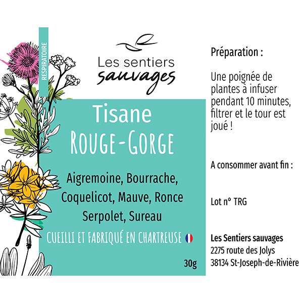 Etiquette Tisane Rouge-gorge-Les Sentiers Sauvages